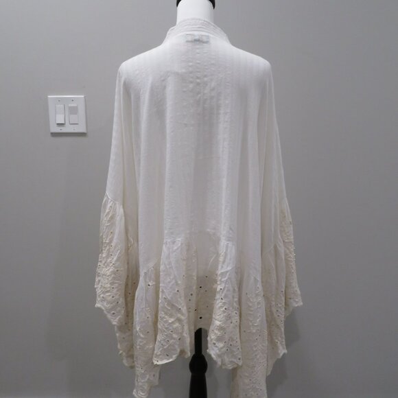 Antica Sartoria White Cotton Pearl Beaded Embroidered Caftan Dress Resort Wear - Picture 3 of 6
